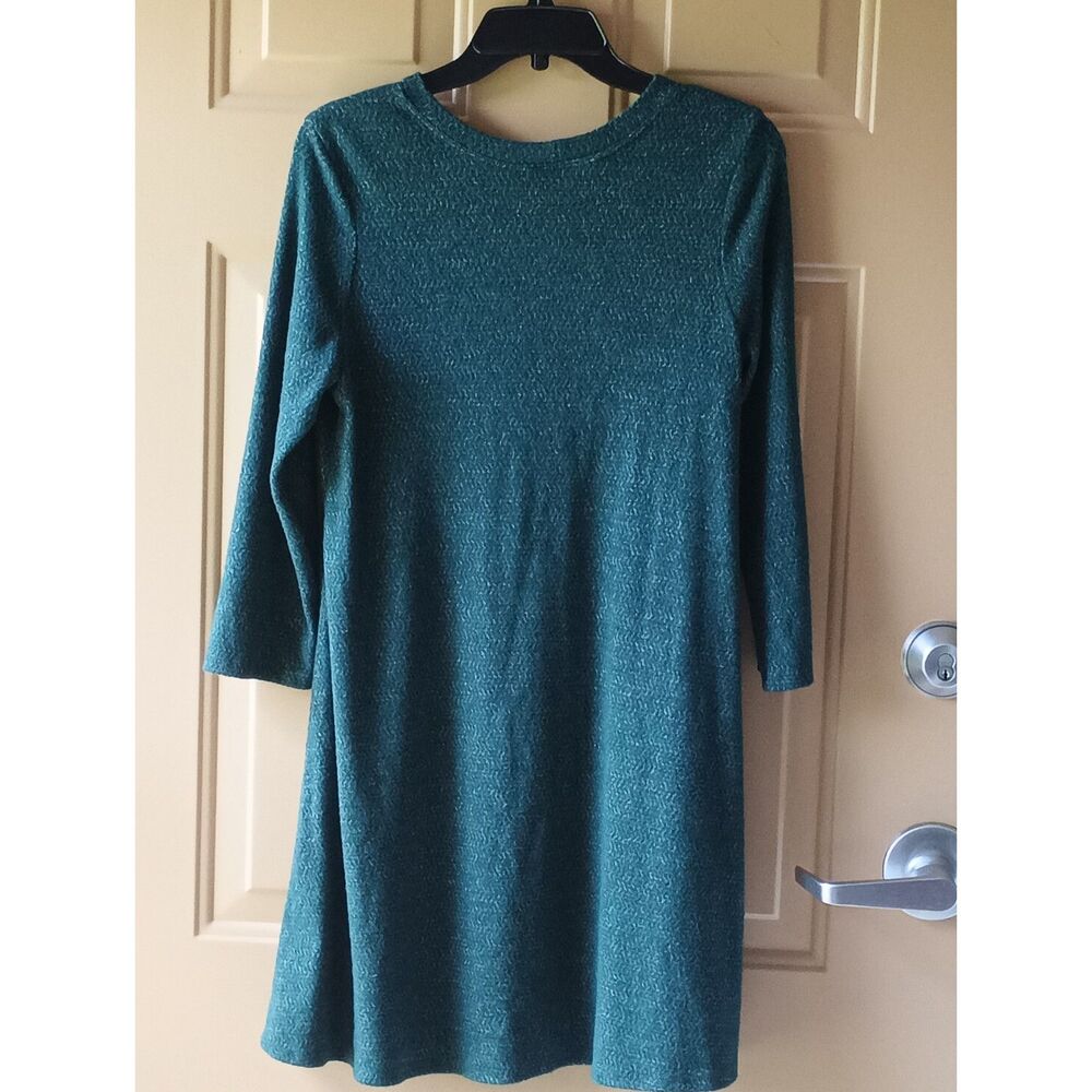 Fortune + Ivy Stitch Fix Green Heathered Knit Swing Dress 3/4 Sleeve Large